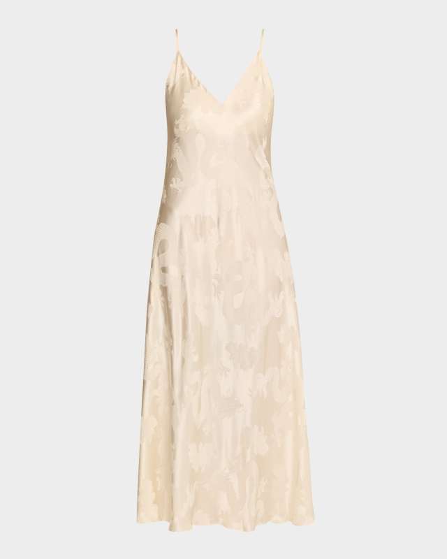 Ines Dragon-Print Jacquard Nightgown